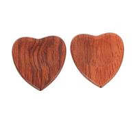 HEMOTON 2pcs Heart-shaped Solid Wood Guitar Picks for Electric and Folk Guitars Sturdy Wooden Plectrums Unique Design