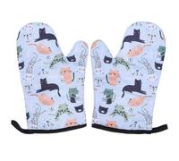 HEMOTON 2pcs Heat Resistant Cooking Gloves Soft Cotton Oven Mitts for Kitchen Use and Serving, Thick Anti-scald Gloves for Baking and Microwave