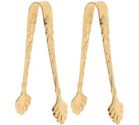 Hemoton 2Pcs Ice Tongs Sugar Tongs Vintage Stainless Steel Mini Serving Appetizers Tongs Clips Clamp with Embossed Pattern for Party Coffee Tea Wine Bar Ice Buffet Kitchen