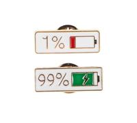 HEMOTON 2pcs Japanese Style Battery Indicator Lapel Pins for Couples Cute Zinc Alloy Brooch Accessories for Shawl Collar Bag Expression Badge