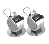 HEMOTON 2pcs Manual Step Counter Hand Tally Clicker Mechanical Portable Metal Tally Counter with Base for People Counting Knitting Sports Attendance Tracking