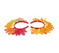 HEMOTON 2pcs Maple Leaf Headbands for Women with Elastic Fit and Realistic Leaf Decoration, Versatile Styling Options for Thanksgiving Harvest Theme, Autumn Festival, School Events,
