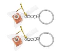HEMOTON 2pcs Mini Bread Keychain Set, Realistic Resin Toast Bag Pendant, Simulation Food Decoration for Handbag, Purse, Car Accessories, Cute Mini Imitation Food Jewelry