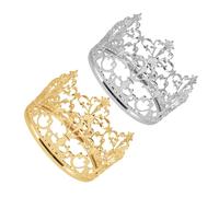 HEMOTON 2pcs Mini Crown Cake Topper Lightweight Small Princess Headpiece for Birthday Cake Decoration Vintage Style Gold White Tiara Ornaments for Showers Wedding Events Party Favor