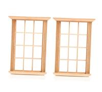 HEMOTON 2pcs Mini Doll House Window Model Scale Simulated Twelve Lattice Window Frames for Dollhouse Decoration and Photography Props