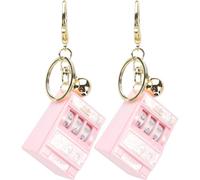 HEMOTON 2pcs Mini Slot Machine Keychain for Plastic Metal Handheld Game Party Favors for Boys Portable Key Ring Pink Unicorn Gold Bell