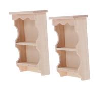 HEMOTON 2pcs Miniature Solid Wood Wall Cabinets Japanese Style Dollhouse Storage Model for Kitchen Dining Room Decor Realistic Mini Furniture