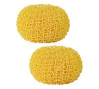 HEMOTON 2Pcs Nano Scouring Ball Scrubbers for Kitchen Dish Cleaning, Non-Scratch Pot Brush with Replacement Yellow Heads, Sturdy Fiber Cookware Cleaning Sponge for Household Use