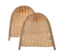 HEMOTON 2pcs Natural Bamboo Dustpan Basket with Draining Function for Fruits and Grains, Handmade Woven Design, Elegant Craftsmanship Suitable for Fruits Basket Handling and Household
