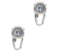 HEMOTON 2pcs Paramedic Watch Digital Carabiner Clip Stainless Steel Quartz Watch Outdoor Alarm Night-Light