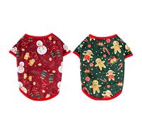 HEMOTON 2pcs Pet Christmas Costume Comfortable Dog Apparel with Cartoon Design for Holiday Parties for and Puppies Snowman Gingerbread Man Outfits