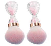 HEMOTON 2pcs Pink Nail Dust Brush with Large Curved Head Design for Versatile Use Soft Fiber Bristles Plastic Handle Dust Remover Brush for Nails Manicure Cleaning Tool