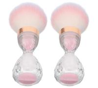 HEMOTON 2pcs Pink Nail Dust Remover Brushes with Large Head Design and Portable Curved Shape, Soft Plastic and Fiber Material for Manicure Nail Cleaning and Powder Removal