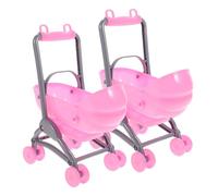 HEMOTON 2pcs Pink Plastic Stroller Simulation Carriage Doll Prams for Educational Play Creative Playing for Birthday Party Day