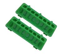 HEMOTON 2Pcs Plastic Flip Top Chicken Feeders No Waste- Poultry Feeding Tray with Holes Poultry Trough Tool for Home Farm, Chicken Supplies (Green)