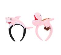 HEMOTON 2pcs Plush Shark Dinosaur Headbands Lightweight Funny Costume Headwear for Party Cosplay Festival Creative Animal Hair Accessories