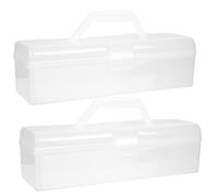HEMOTON 2pcs Portable Noodle Storage Box with Handle Lightweight and Sturdy Plastic Desktop Storage Box for Schools and Outdoor Traveling