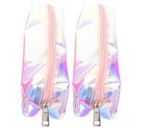 HEMOTON 2pcs Portable Pen Bag for Teachers and Students, Large Capacity PVC | Waterproof Zip Design, Lightweight Carry, Office Use, Chic Style, for Pens and Stationery, Multi Functional
