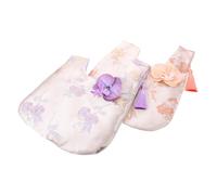 HEMOTON 2pcs Purple and Pink Brocade Wristlet Clutch Bag with Japanese Knot Orchid Tassel, Embroidered Cheongsam Evening Bag for Weddings and Party
