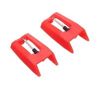 HEMOTON 2pcs Record Player Needle Replacement Stylus, Red Phonograph Stylus for Vinyl Record Player, Portable Repair Part to Restore Tone Quality