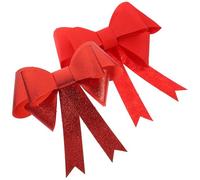 HEMOTON 2pcs Red Bow Knot Curtain Tiebacks for Living Room and Office, Elegant Flocked Cloth Curtain Holdbacks, Practical Window Decoration for Wedding and Party