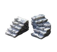 HEMOTON 2pcs Resin Stone Steps Miniature Stairs for Dollhouse Micro Landscape Moss Covered Straight and Curved Stair Ornaments for Garden Scenery Decoration