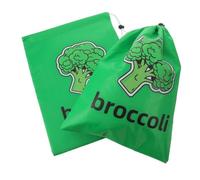 HEMOTON 2pcs Reusable Drawstring Produce Bag with Lining | Polyester Aluminium Film, Wide Opening and Sealed Closure, for Tomatoes and Bell Peppers, Green