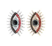 HEMOTON 2PCS Rhinestone Evil Eye Brooch Pins Vintage Turkey Style Metal Lapel Pin Scarf Shawl Clip Cardigan Collar Women’s Jewelry Accessories