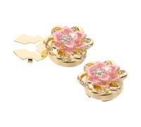 HEMOTON 2pcs Rose Shape Rhinestone Button Covers Clip for Women, Easy Installation No Sew Decorative Flower Cufflinks, Alloy Material, Elegant Style for Special Occasions and Crafting