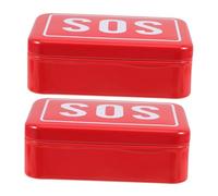 HEMOTON 2pcs Sos Survival Box Metal Medicine Storage Container Waterproof Emergency First Aid Organizer Compact for Camping Hiking Outdoor Safety