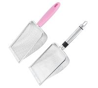 HEMOTON 2pcs Stainless Steel Cat Litter Scoop Kitten Pooper Sifter with Ergonomic Handle Quick Waste Separation for Cats Small Dogs Durable Pet Litter Box Cleaning Tool