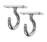 HEMOTON 2pcs Stainless Steel Marine Hook and Eye Ceiling Mount for Boats | 304 Steel, Screw Mount Anchor Plate, Silver Finish, Stable Support for Mooring Ropes and Wall Use