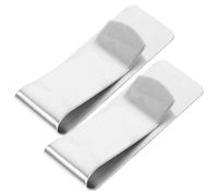 HEMOTON 2Pcs Stainless Steel Money Clip Small Practical Bill Holder Lightweight Cash Fixing Clamp for Office and Everyday Use