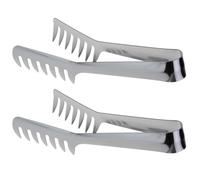 HEMOTON 2pcs Stainless Steel Pasta Tong Set, Heat Resistant and Rust-Proof Spaghetti Pasta Server, Sturdy 0.8mm Thick Kitchen Utensils for Outdoor Picnic and Barbecue Use