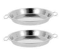 Hemoton 2Pcs Stainless Steel Steaming Tray and Hot Dish Plate 10 Inch Cold Noodle Making Tools Steamed Rice Tray Chinese Liangpi Steamer Pan Round Cake Pan Dishwasher Safe