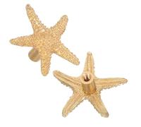 HEMOTON 2pcs Star Shaped Wardrobe Knobs for Room, Brass Polished Drawer Pull Handles Ocean Inspired Design, Wear Resistant Golden Door Pulls for Coastal Decor