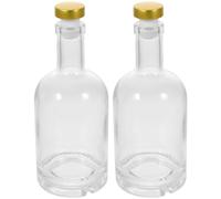 HEMOTON 2Pcs Thick Bottomed Wine Bottle 375Ml Clear Glass Decanter for Vodka Whiskey Beverages and Home Bar Use