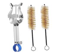 HEMOTON 2pcs Trumpet Music Book Clamp Holder with Cleaning Brushes Metal Music Stand for Marching Bands Secure Clamping Design Includes Small Instrument Cleaning Brushes