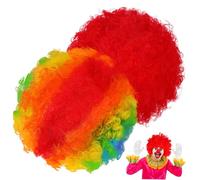 HEMOTON 2pcs Unisex Rainbow Clown Wigs for Halloween Day and Role-playing, Soft Lightweight K Silk and P Silk Material, Retro Style Disco Theme Costume Accessories