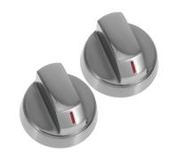 HEMOTON 2pcs Universal Stove Knob Replacement for Cooktop and Oven, Zinc Alloy Material, 8mm Shaft Diameter, Silver Colour, Suitable for Home Kitchens and Commercial Cooking Setups