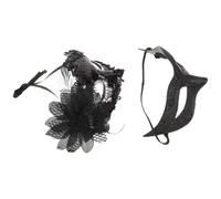 HEMOTON 2pcs Venetian Couple Masks Set Black Plastic Half Face for Couples Lightweight and Portable Halloween Costume Accessory for Masquerade Parties