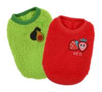 HEMOTON 2pcs Wear-resistant Bunny Garments Portable Rabbit Vests Warm Rabbit Clothes Xs Size for Netherland Dwarf and Lop Avocado and Strawberry Red Cotton Outfit for Small Pets