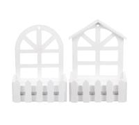 HEMOTON 2pcs White Wooden Hanging Vase for Artificial Plants and Small Succulents, Multi-functional Wall Flower Pot with Vintage Fence Shape, Stylish Indoor and Garden Wall Hanging Pot