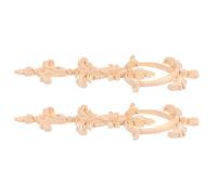 HEMOTON 2pcs Wood Carved Wardrobe Applique Natural Wooden Furniture Decoration Decals for Cupboard Cabinet DIY Home Decor Cottagecore Style