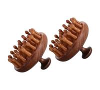 HEMOTON 2pcs Wooden Scalp Massager Comb for Hair Massage and Improving Hair Health, Round Disk Shape, Suitable for Bath and Home Use, Natural Brown Wood Material for Family Members