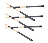 HEMOTON 3 Pairs Bamboo Drumstick Brush Set, Rod Drumsticks for Percussion Instrument, Black Plastic Grip, Long Lifespan, for Beginners