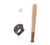 HEMOTON 3 Sets Miniature Baseball Accessories for Dollhouse Realistic Bat Ball and Glove for Mini Sports Scenes Compatible with Dollhouse Furniture Detailed Craft Project Decorations