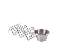 HEMOTON 304 Stainless Steel Taco Rack for 3 Hard Taco Shells Thick Non-Slip Base Wear and Corrosion Resistant Suitable for High-end Restaurants and Family Gatherings