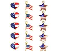 HEMOTON 30pcs Irregularly Shaped Alloy Pendant Charms for Jewelry Making and DIY Projects with Unique American Flag Pattern Decorative Effect Accessories for Necklaces and Crafts