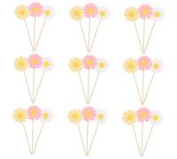 HEMOTON 36Pcs Daisy Cake Decorations Double Layer Floral Cupcake Toppers for Birthday Parties Showers Spring Celebrations Easy to Use